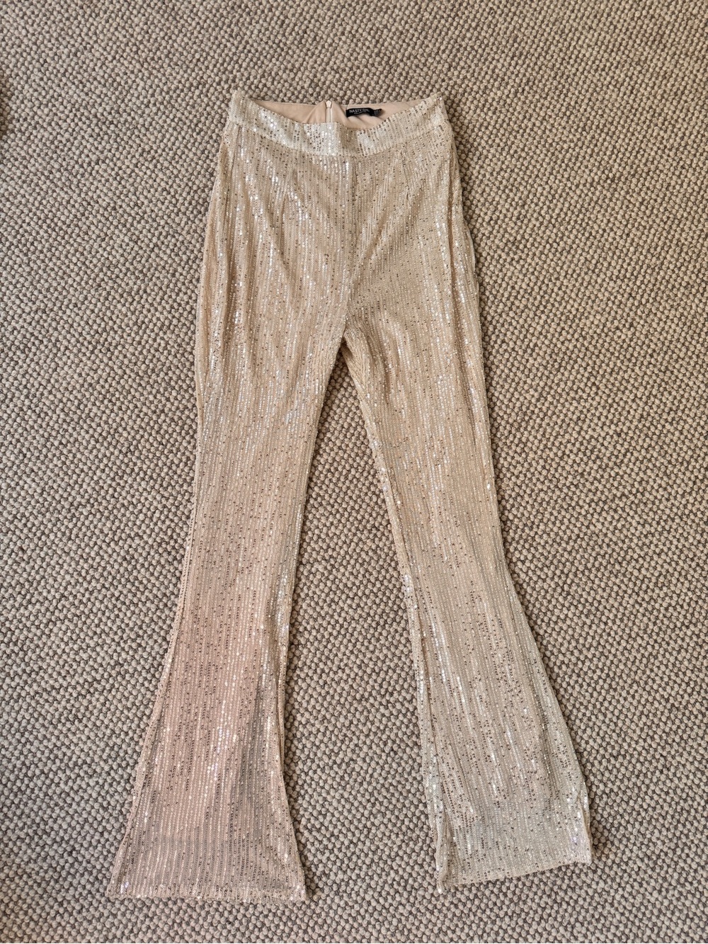Nasty Gal Sequin Flare Pants - Champagne Sparkle